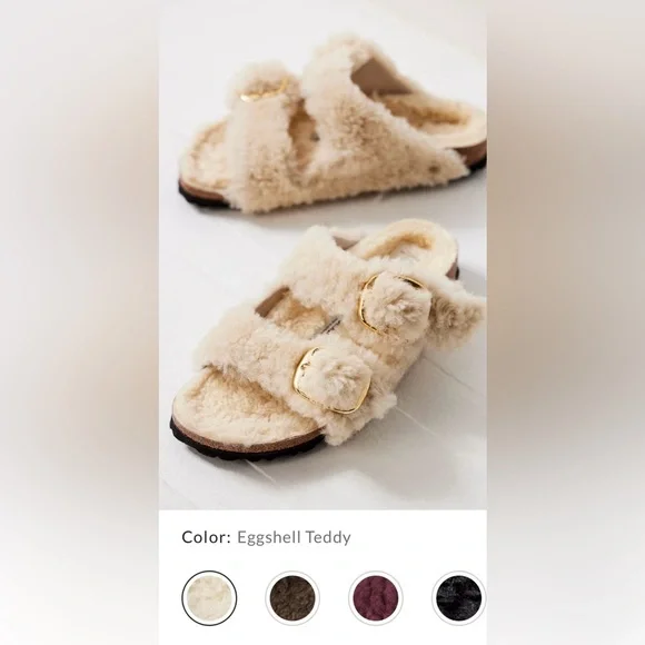 Free People x Birkenstock Arizona Big Buckle Teddy Sandals Size 10 NIB - Picture 2 of 16